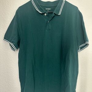 Old Navy Green/white stripe accent Polo Shirt Size L